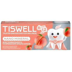 Зубная паста TISWELL Реминерализующая наногидроксиапатит Персик от 6-12 лет для детей, 60 г