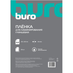 Пленка для ламинирования Buro 80мкм A4 (100шт) глянцевая 216x303мм