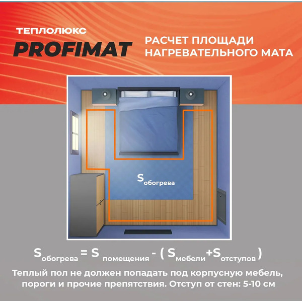 Нагревательный мат Теплолюкс ProfiMat 180 6 кв.м. 1080 Вт