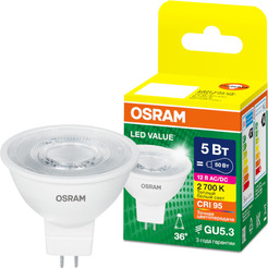 Лампа светодиодная OSRAM Value MR16 5W 2700K GU5.3 CL 12V