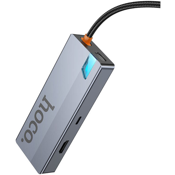Док-станция для ноутбука Hoco HB51 6в1 Type-C - HDTV+RJ45+PD+USB3.0x3 (глубокий космический серый)