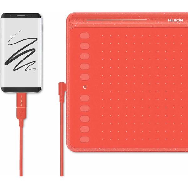Графический планшет Huion HS611 (коралловый красный)