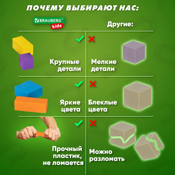Магнитный конструктор Brauberg Kids Magnetic Cubes 665724