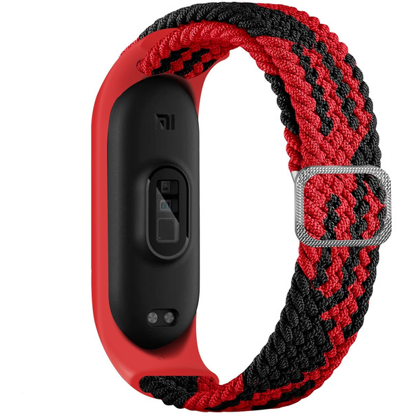 Ремешок Bingo Braided для Xiaomi Mi Band 3/4/5/6 Черный с красным