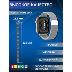Ремешок BINGO Magnetic для HONOR Watch 5 (серебристый)