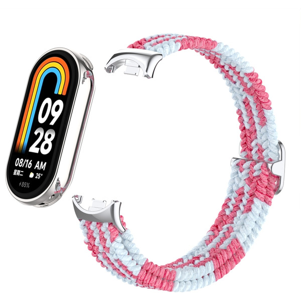 Ремешок Bingo Braided для Xiaomi Mi Band 8 (розовый с белым)