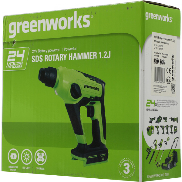 Перфоратор Greenworks GD24SDS1 3803107 (без АКБ и ЗУ)
