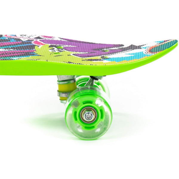 Доска роликовая Полесье 89540 (65 см) светло-зелёная с наклейкой и зелёными колёсами