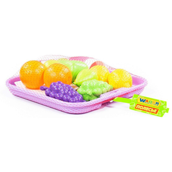 Набор игрушечных продуктов Полесье Набор продуктов №2 с посудкой и подносом 46970 (в сеточке)