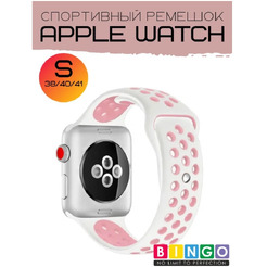 Ремешок Bingo Sport для Apple Watch 38/40/41mm (S) белый/розовый