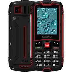Мобильный телефон Maxvi R10 + ЗУ WC-112 (черный/красный)