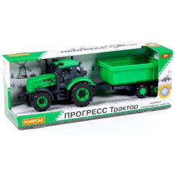Трактор Полесье Прогресс с прицепом инерционный (зелёный) 91284