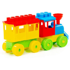 Конструктор Полесье 2037 Паровоз с одним вагоном