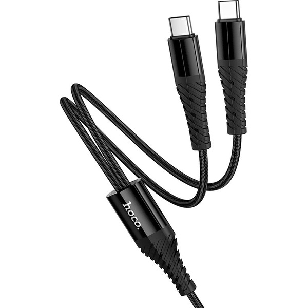 Зарядный кабель Hoco X123 Victory 2-в-1 USB-C to USB-C + USB-C (черный)