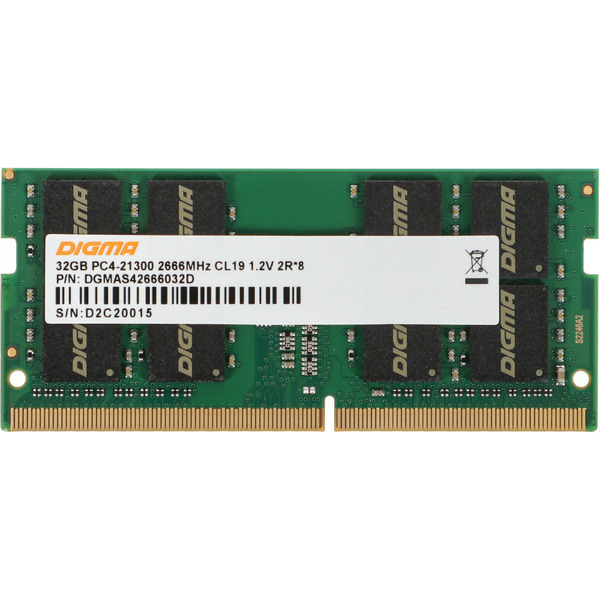 Оперативная память Digma 32ГБ DDR4 SODIMM 2666 МГц DGMAS42666032D