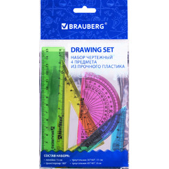 Набор для черчения BRAUBERG Crystal 210295 (4 предм.)