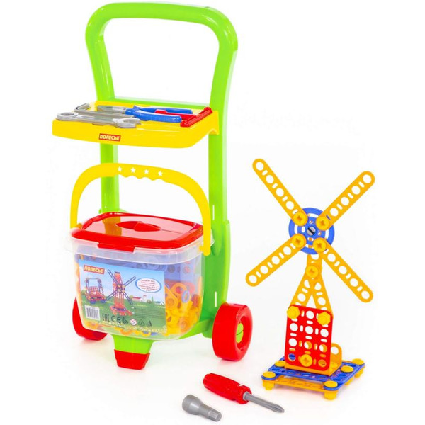 Игровой набор Полесье Тележка Caddie с конструктором Изобретатель (Набор №542) 54401