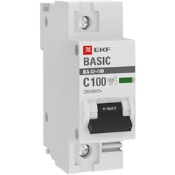 Выключатель автоматический EKF Basic ВА 47-100 1P 100A (C) 10kA