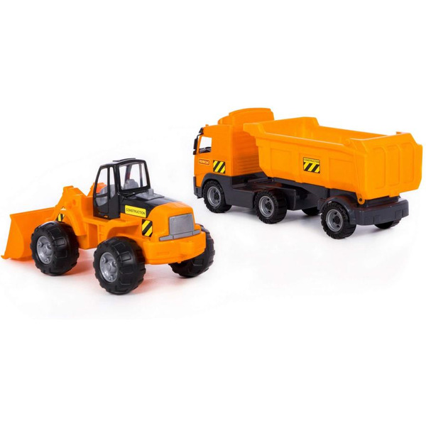Автомобиль-самосвал с полуприцепом + трактор-погрузчик Полесье 0384 (в коробке)