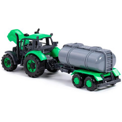 Трактор Полесье Прогресс с прицепом-цистерной 91567 (зеленый)
