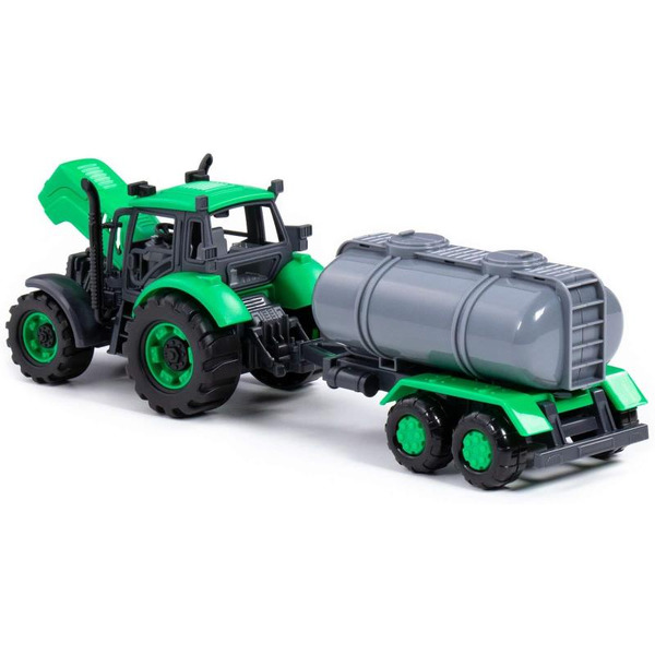 Трактор Полесье Прогресс с прицепом-цистерной 91567 (зеленый)