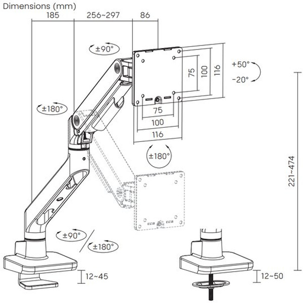 Кронштейн для монитора ErgoSmart Heavy-Duty Lux (полированный алюминий)
