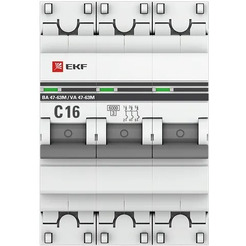 Выключатель автоматический EKF PROxima 3P 16А (C) 6кА ВА 47-63M без теплового расцепителя
