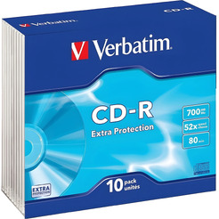 Диск CD-R Verbatim 4 700MB 52x Extra Protection, упаковка 10 шт. в футлярах SlimCase 43415