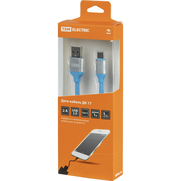 Кабель TDM Electric USB Type-A - USB Type-C SQ1810-0317 (1 м, синий)
