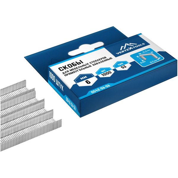 Скобы для мебельных степплеров Vertex Tools 0042-06-06