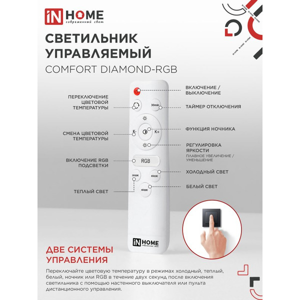 Светильник светодиодный IN HOME COMFORT DIAMOND-RGB (4690612058887)