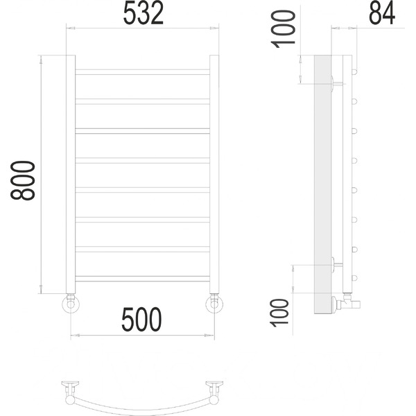 Полотенцесушитель TERMINUS Классик П8 500x800 нп (хром)
