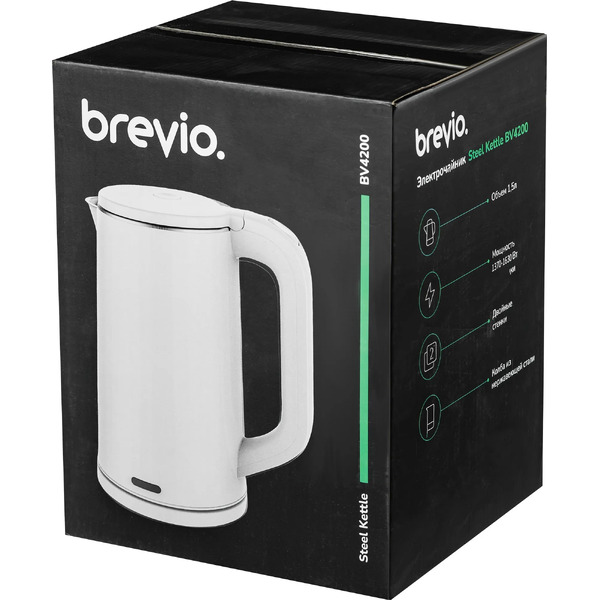 Электрочайник Brevio Steel Kettle BV4200 (белый)