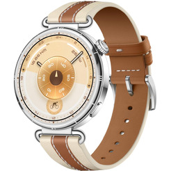 Смарт-часы HUAWEI Watch GT 6 41mm (KSU-B19) серебристый, с коричневым кожаным ремешком