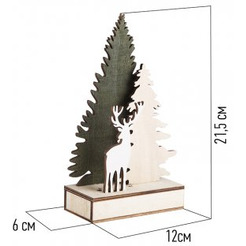 Деревянная фигурка с подсветкой NEON-NIGHT Елочка с оленем 504-002