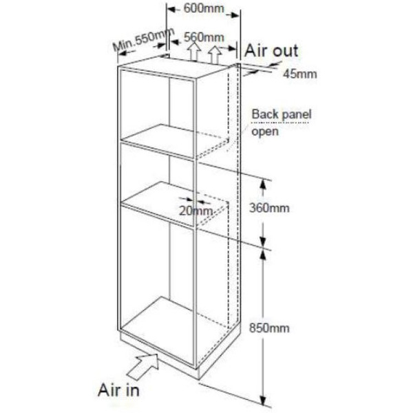 Встраиваемая микроволновая печь ZORG MIO254 S black matte