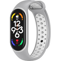 Ремешок Bingo Sport для XIAOMI Mi Band 5/6/7 Серый с белым