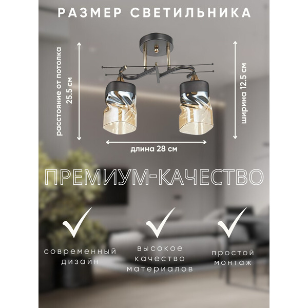 Потолочный светильник Aitin-Pro НПБ 02-2x60-101 / 6284/2 (черный/золото)