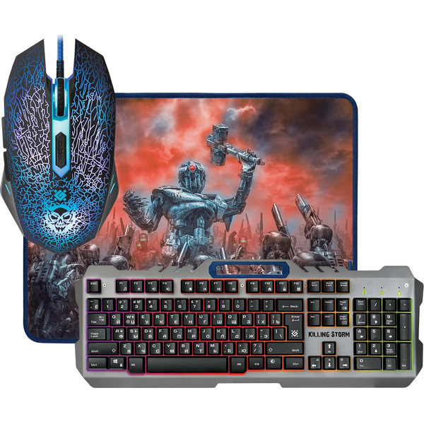 Игровой набор Defender Killing Storm MKP-013L (мышь+клавиатура+коврик)
