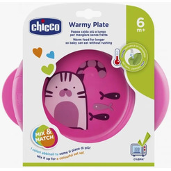 Термотарелка детская CHICCO Stay Warm, 6 мес+ 340624042 (розовый)