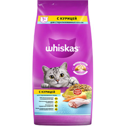 Сухой корм для кошек Whiskas Для стерилизованных кошек с курицей и вкусными подушечками 5кг