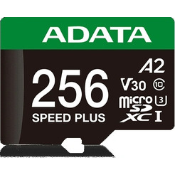 Карта памяти ADATA SPEED PLUS microSDXC 256GB UD256GUI3V30A2SP-RA1 (с адаптером)