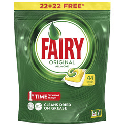 Средство для мытья посуды в капсулах для посудомоечных машин Fairy All in One Lemon (22+22 шт)