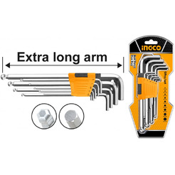 Набор шестигранников с шаром HEX Extra Long INGCO HHK12092