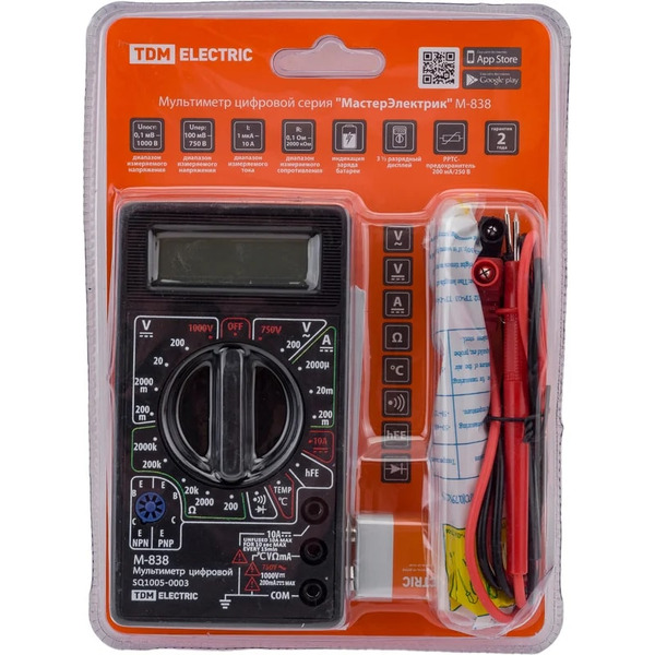 Мультиметр цифровой TDM МастерЭлектрик М-838 (SQ1005-0003)