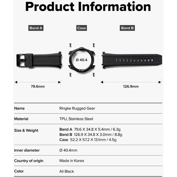 Ремешок с чехлом RINGKE Rugged Gear для Galaxy Watch 8 44mm ALL BLACK