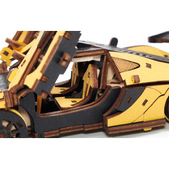 Механическая модель в виде конструктора EWA Гоночный автомобиль желтый