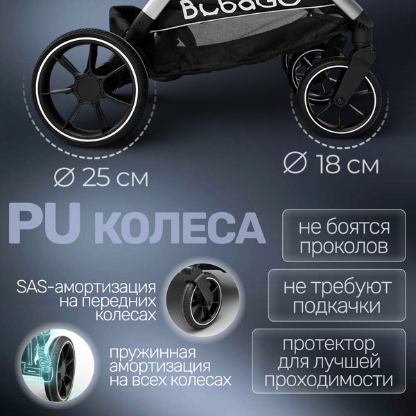 Прогулочная коляска Bubago Duo X BG 194-2 Dark gray
