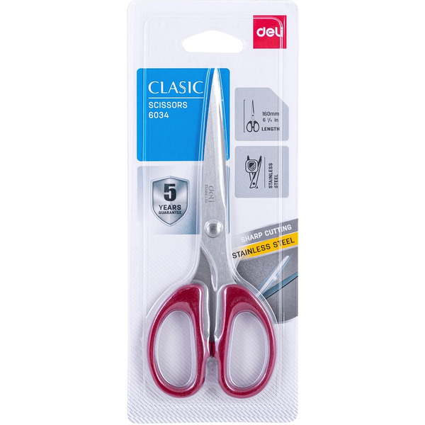Ножницы 16 см Classic DELI 6034RED
