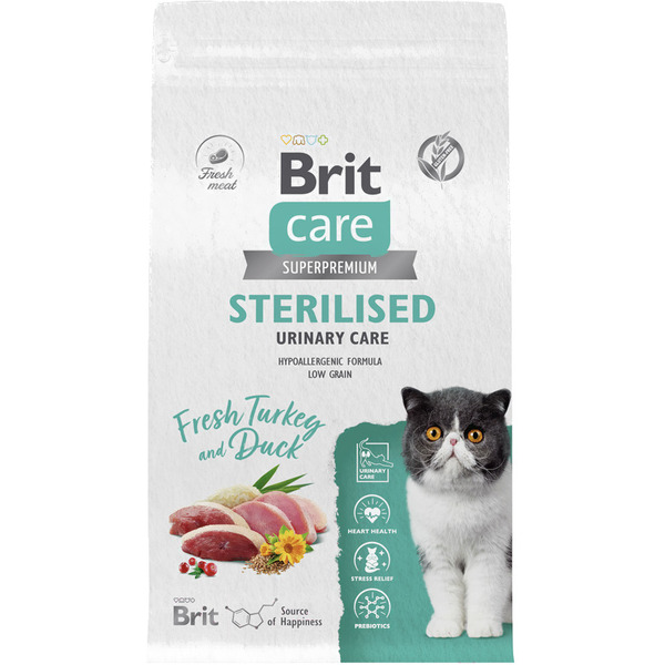 Сухой корм для кошек Брит Кеа Cat Sterilised Urinary Care с индейкой и уткой / 1067054 (400г)